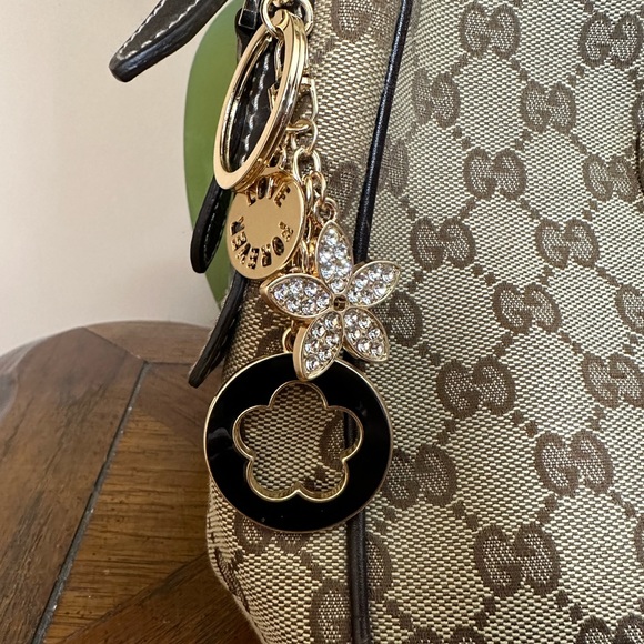 Black and Gold Rhinestone Bag Charm - Picture 2 of 4